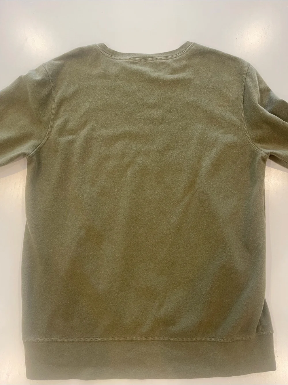 The North Face Olive Green Crewneck Sweatshirt with Yellow Logo